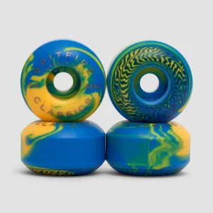 Spitfire Formula Four Swirled Classic 99DU Skateboard Wheels Yellow/Blue 54mm