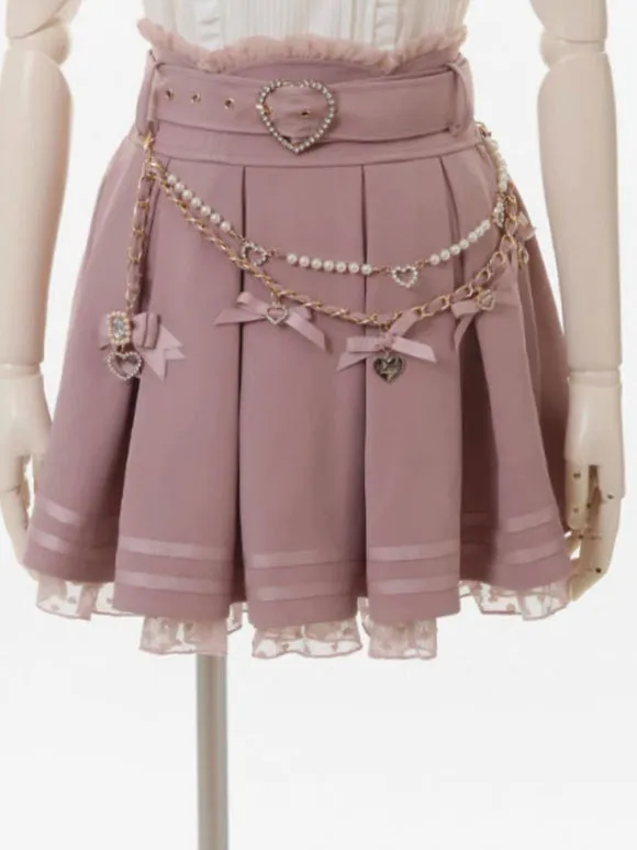 Steampunk Lolita SK White Grommets Pleated Lolita Skirts