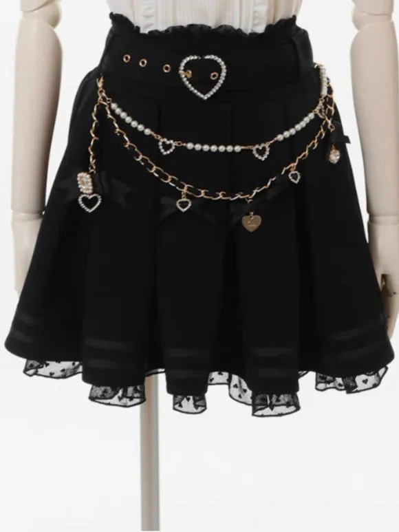 Steampunk Lolita SK White Grommets Pleated Lolita Skirts