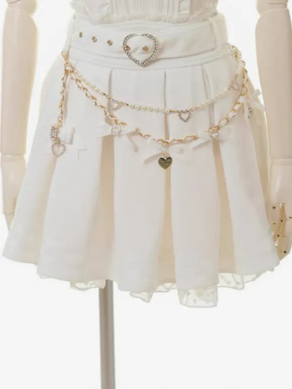Steampunk Lolita SK White Grommets Pleated Lolita Skirts