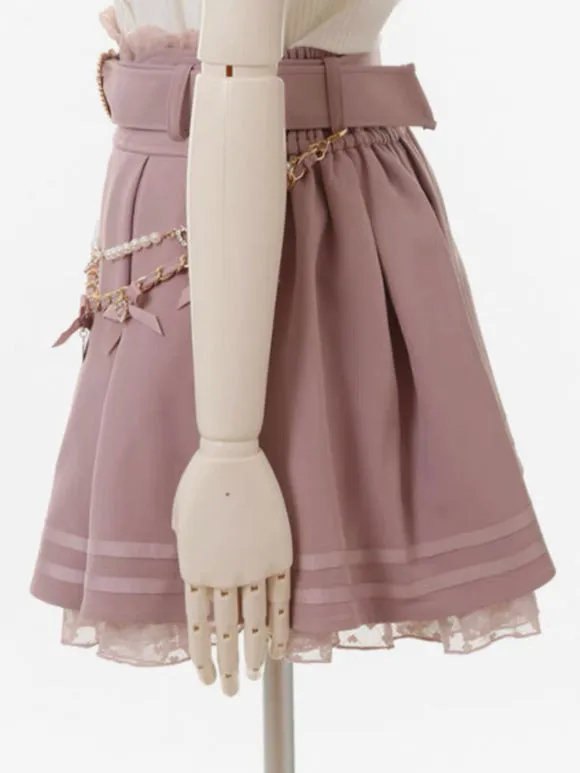 Steampunk Lolita SK White Grommets Pleated Lolita Skirts