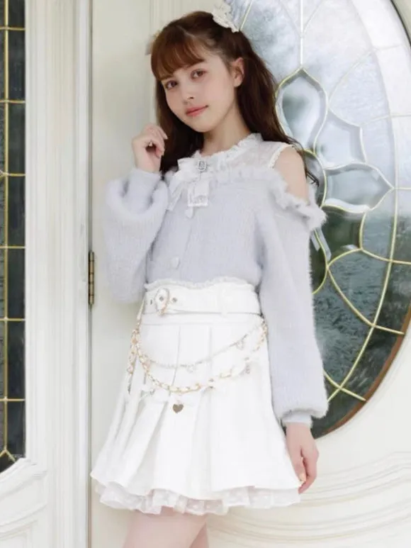 Steampunk Lolita SK White Grommets Pleated Lolita Skirts