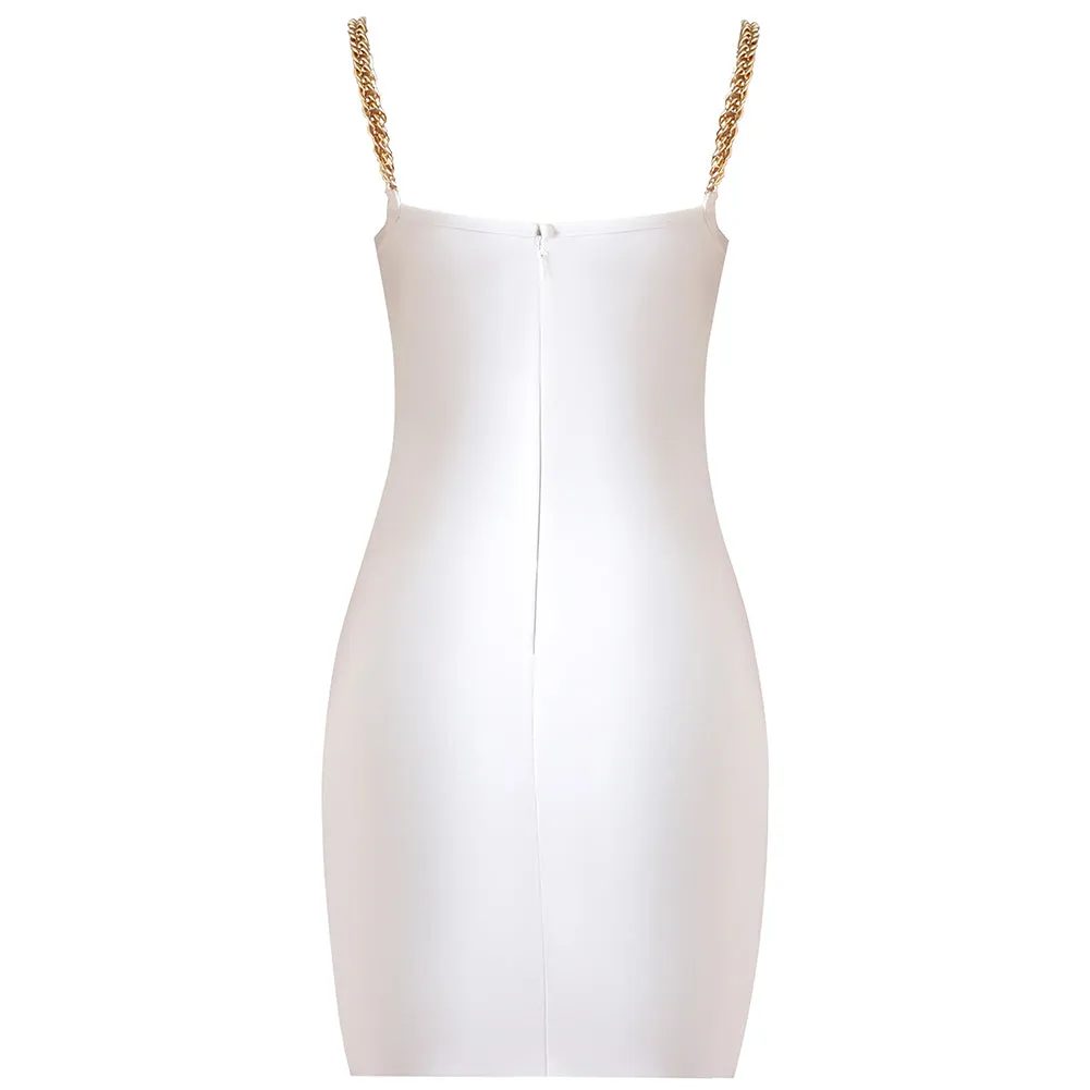 Strappy Sleeveless Chain Mini Bandage Dress PZC2257