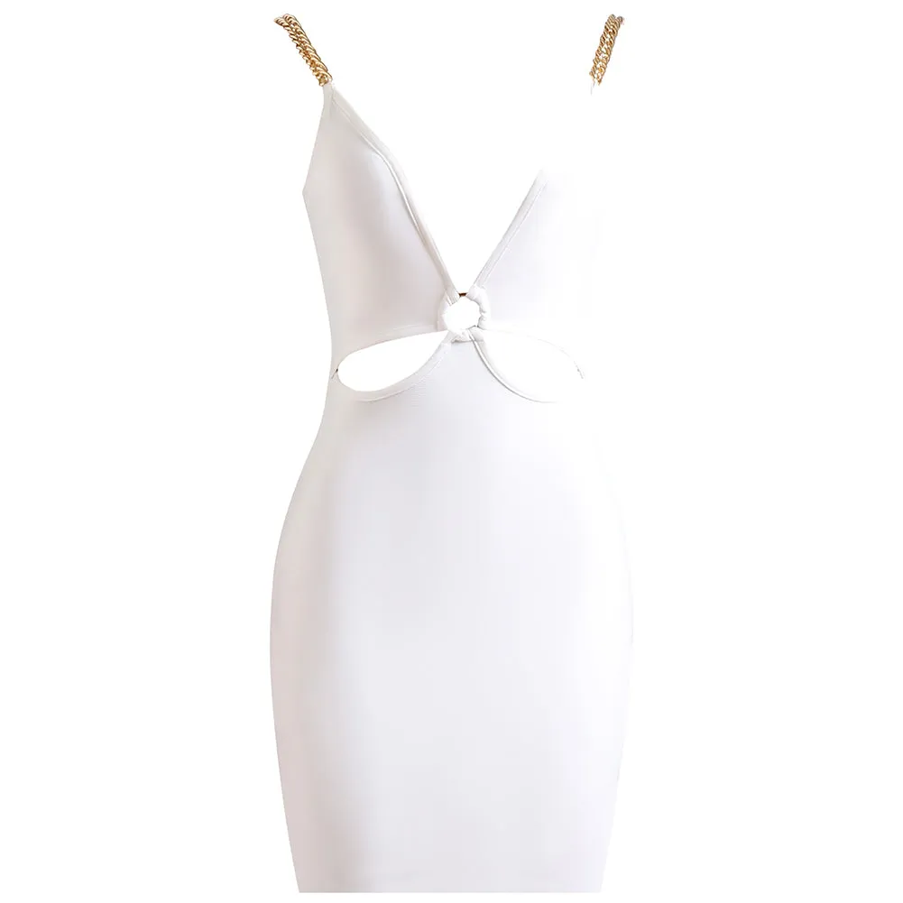 Strappy Sleeveless Chain Mini Bandage Dress PZC2257