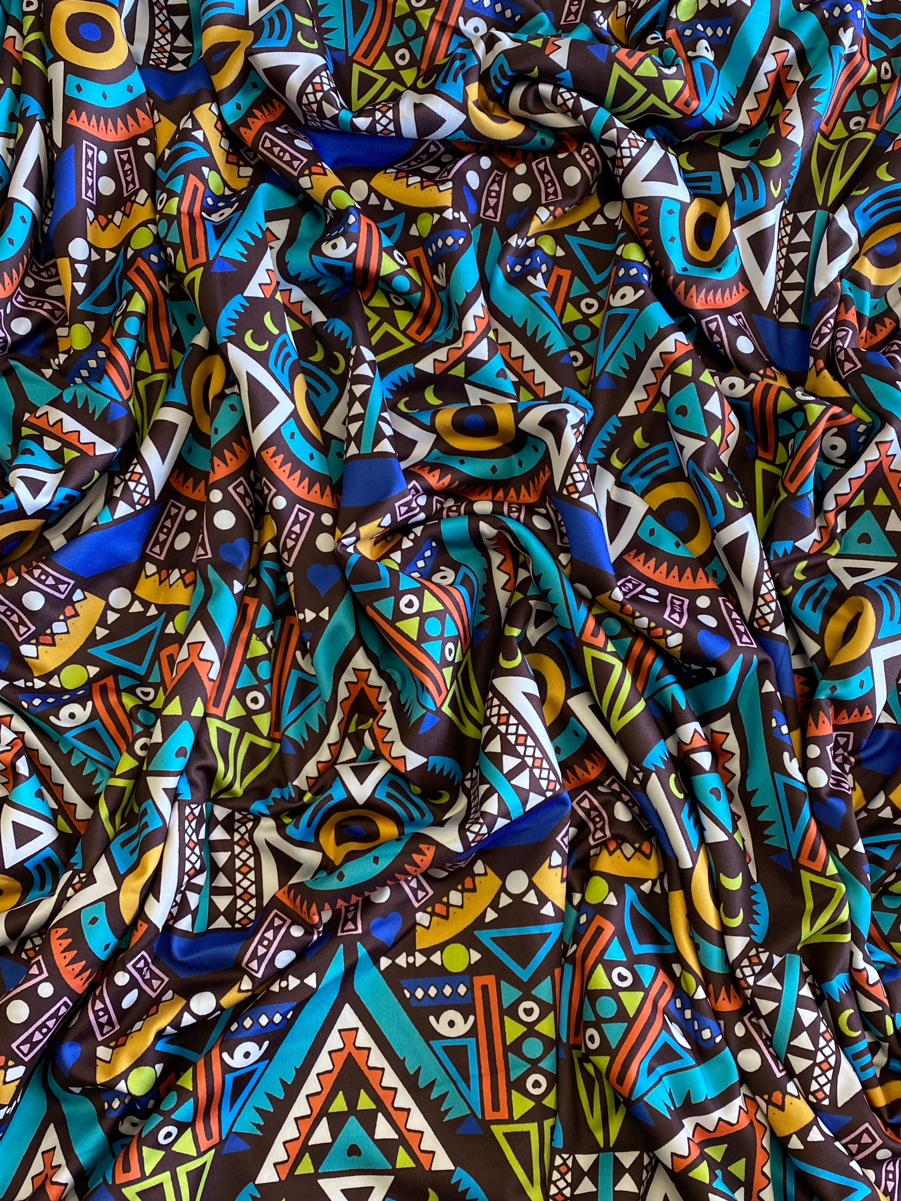 Stretch African Print Fabric in Nylon Spandex 4 Way Stretch