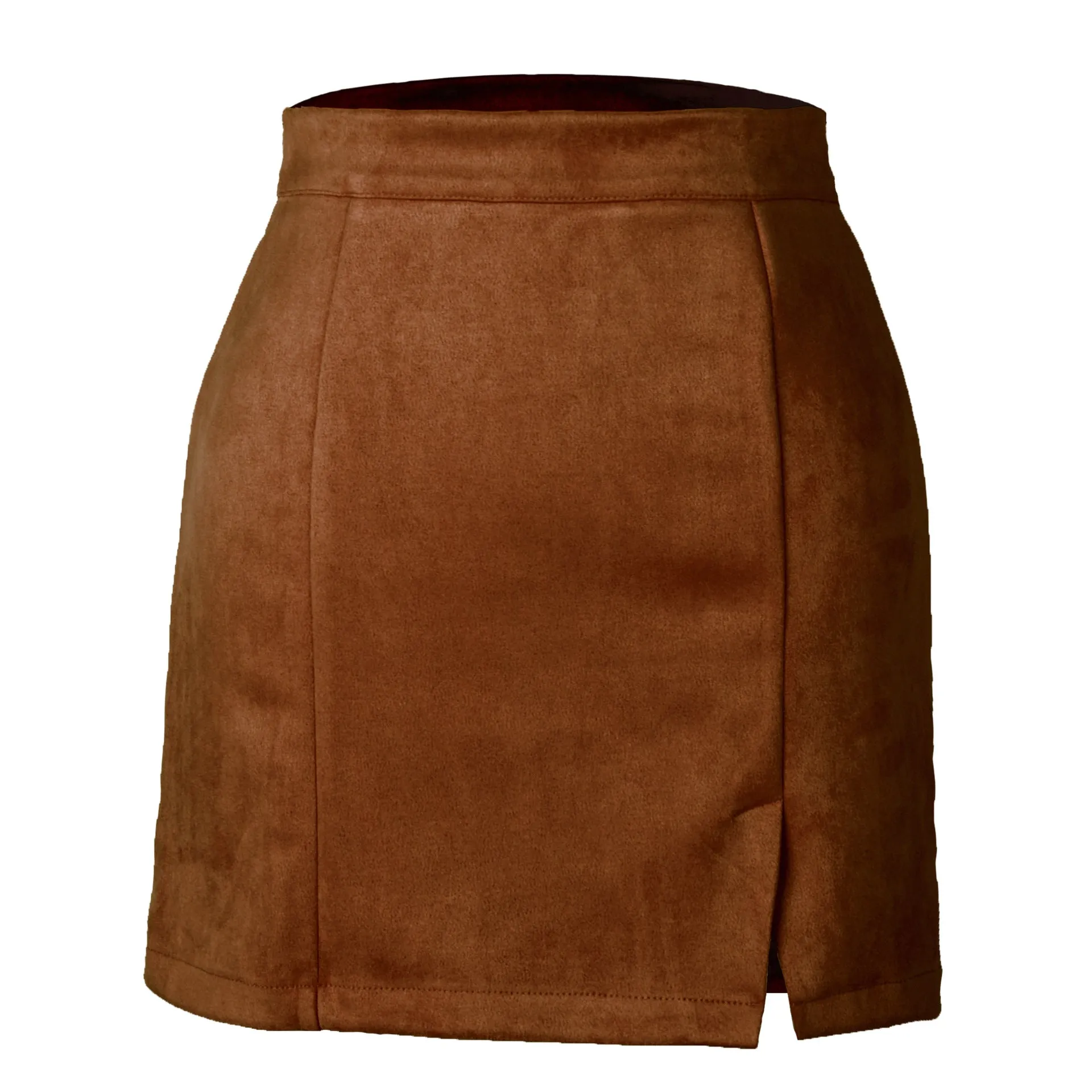 Suede Side Slit A Line Mini Skirt
