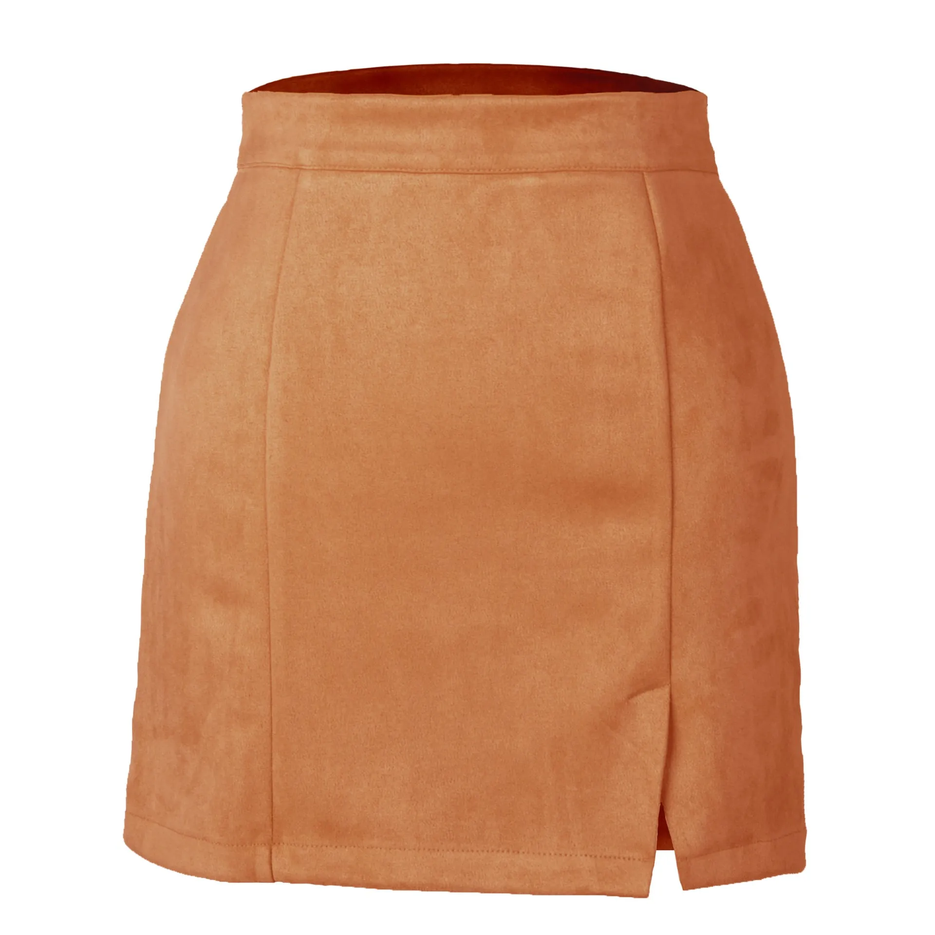 Suede Side Slit A Line Mini Skirt