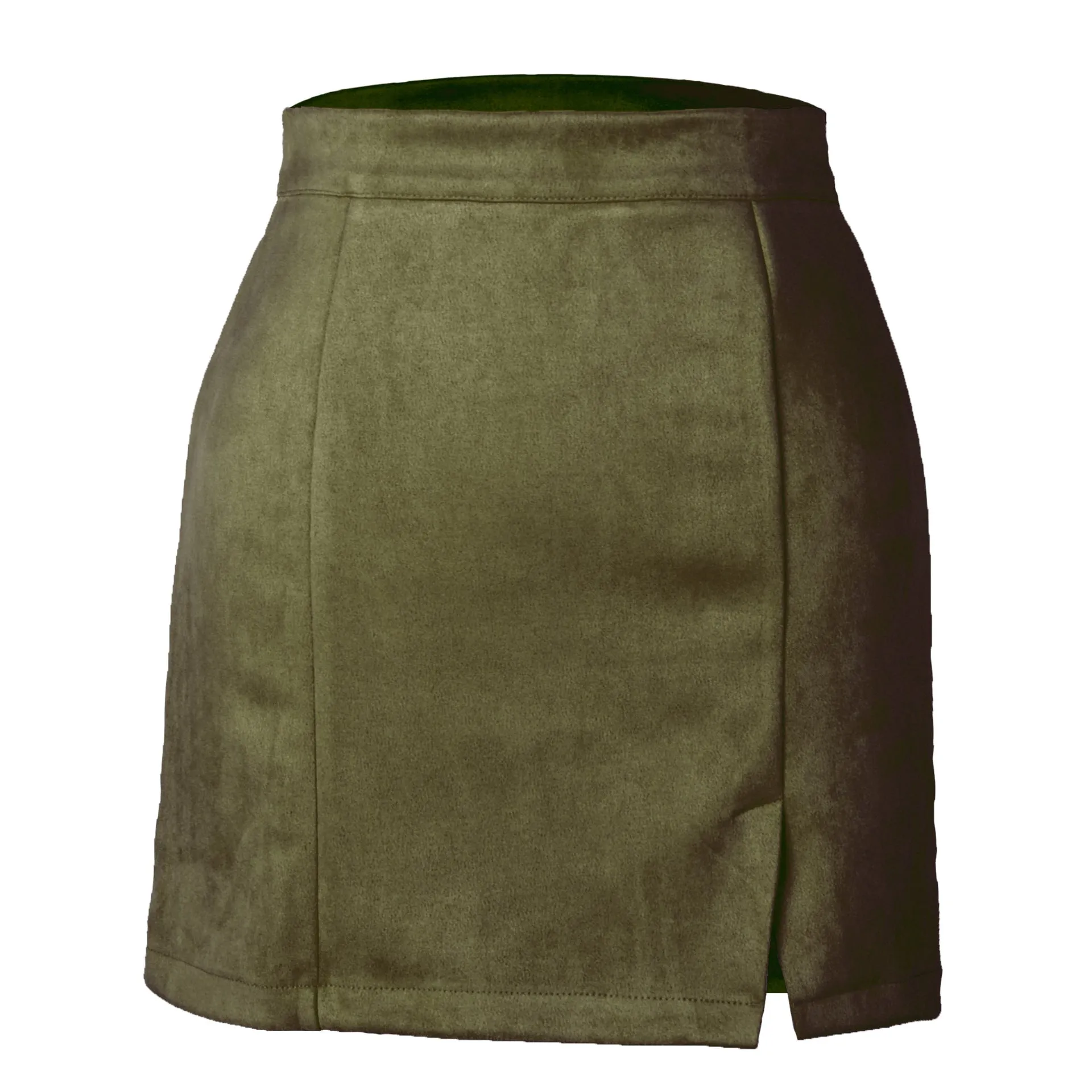 Suede Side Slit A Line Mini Skirt