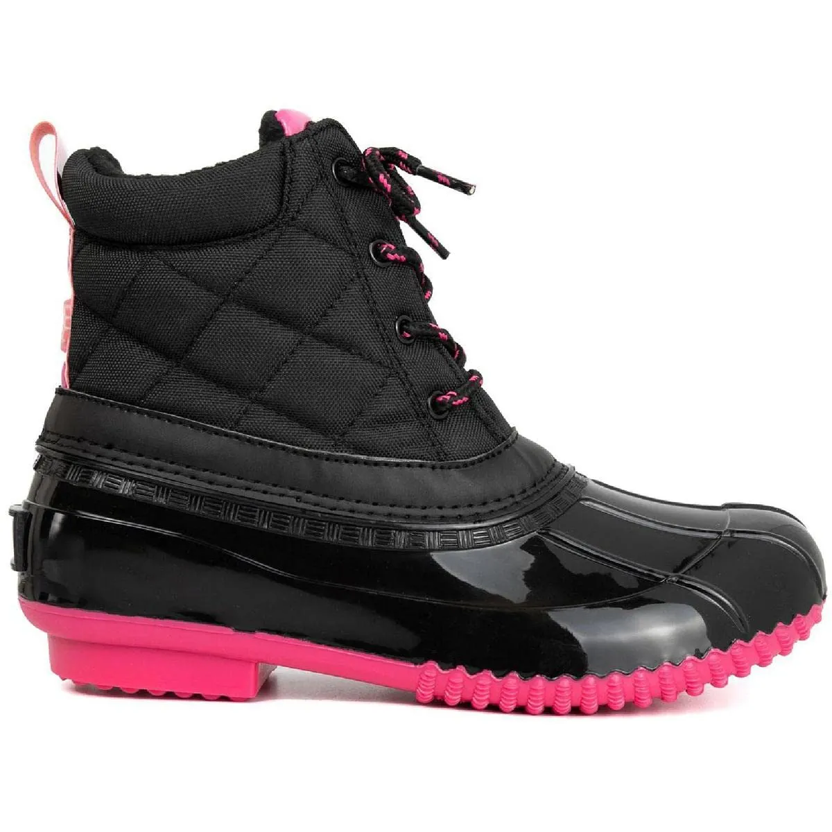 Sugar Womens Duck Boots - Waterproof Shell Insulated Snow Boot-Skippy-Black/Hot Pink-7