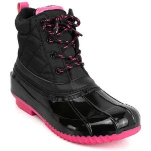 Sugar Womens Duck Boots - Waterproof Shell Insulated Snow Boot-Skippy-Black/Hot Pink-7