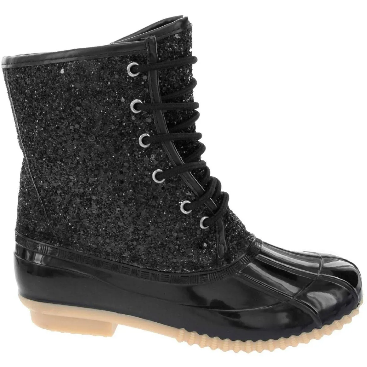Sugar Womens Duck Boots - Waterproof Shell Insulated Snow Boot-Skylar2-Black/Glitter-7
