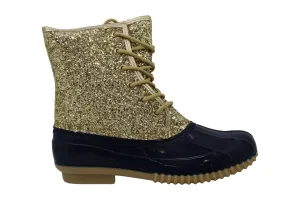 Sugar Womens Duck Boots - Waterproof Shell Insulated Snow Boot-Skylar2-Gold Glitter/Navy-8