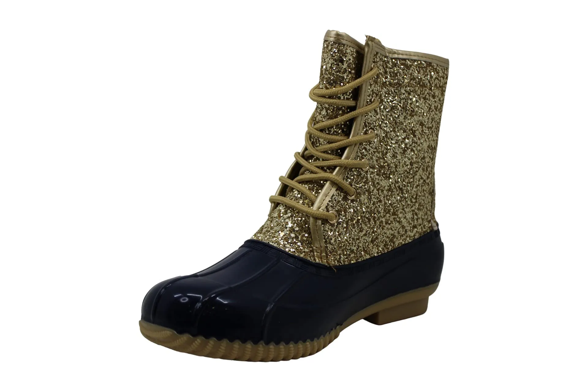 Sugar Womens Duck Boots - Waterproof Shell Insulated Snow Boot-Skylar2-Gold Glitter/Navy-8