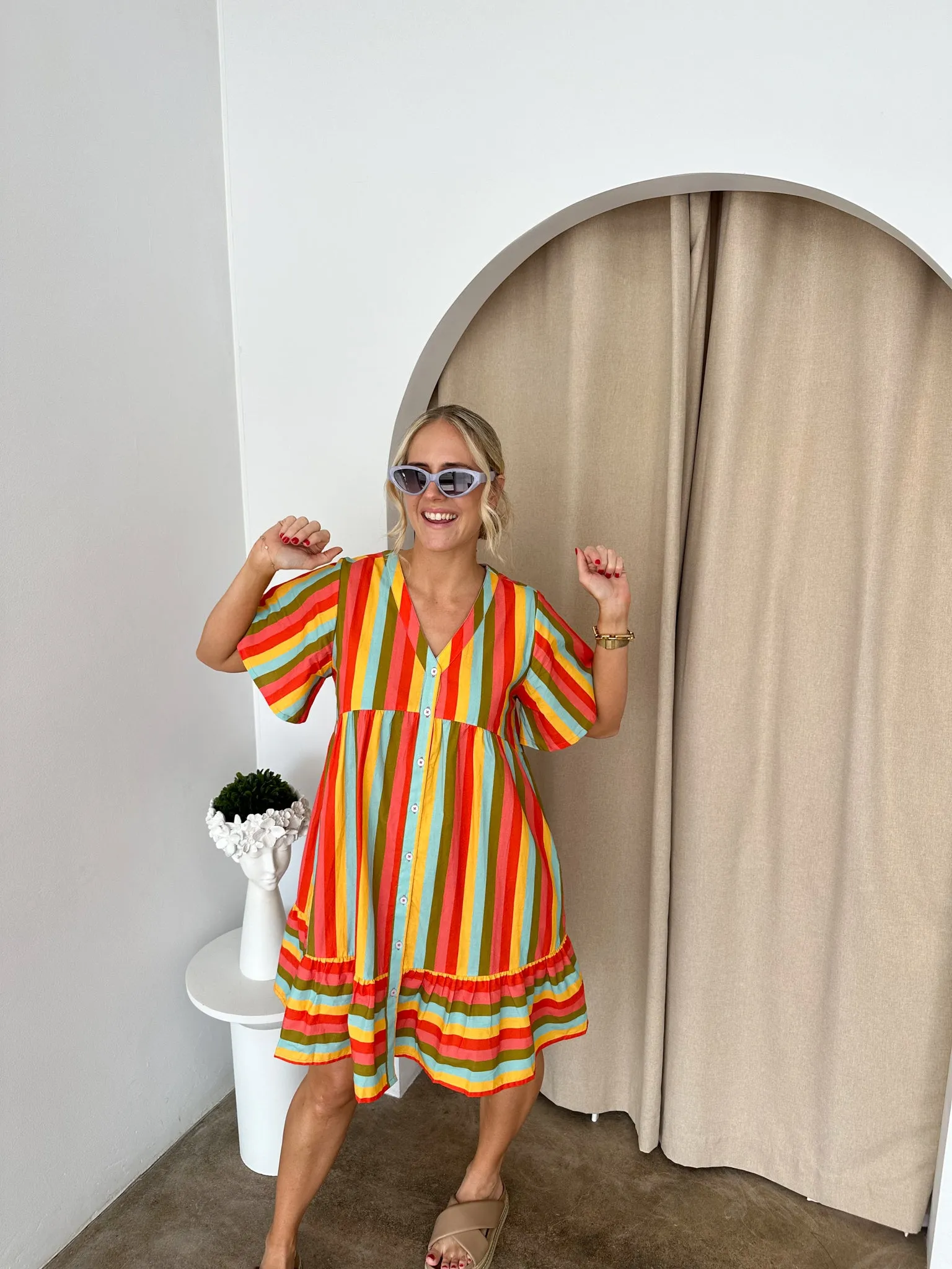 Sunset Dress- Multi/stripe