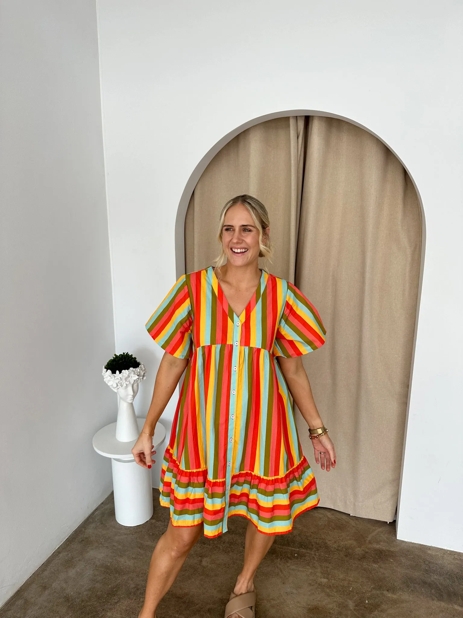 Sunset Dress- Multi/stripe