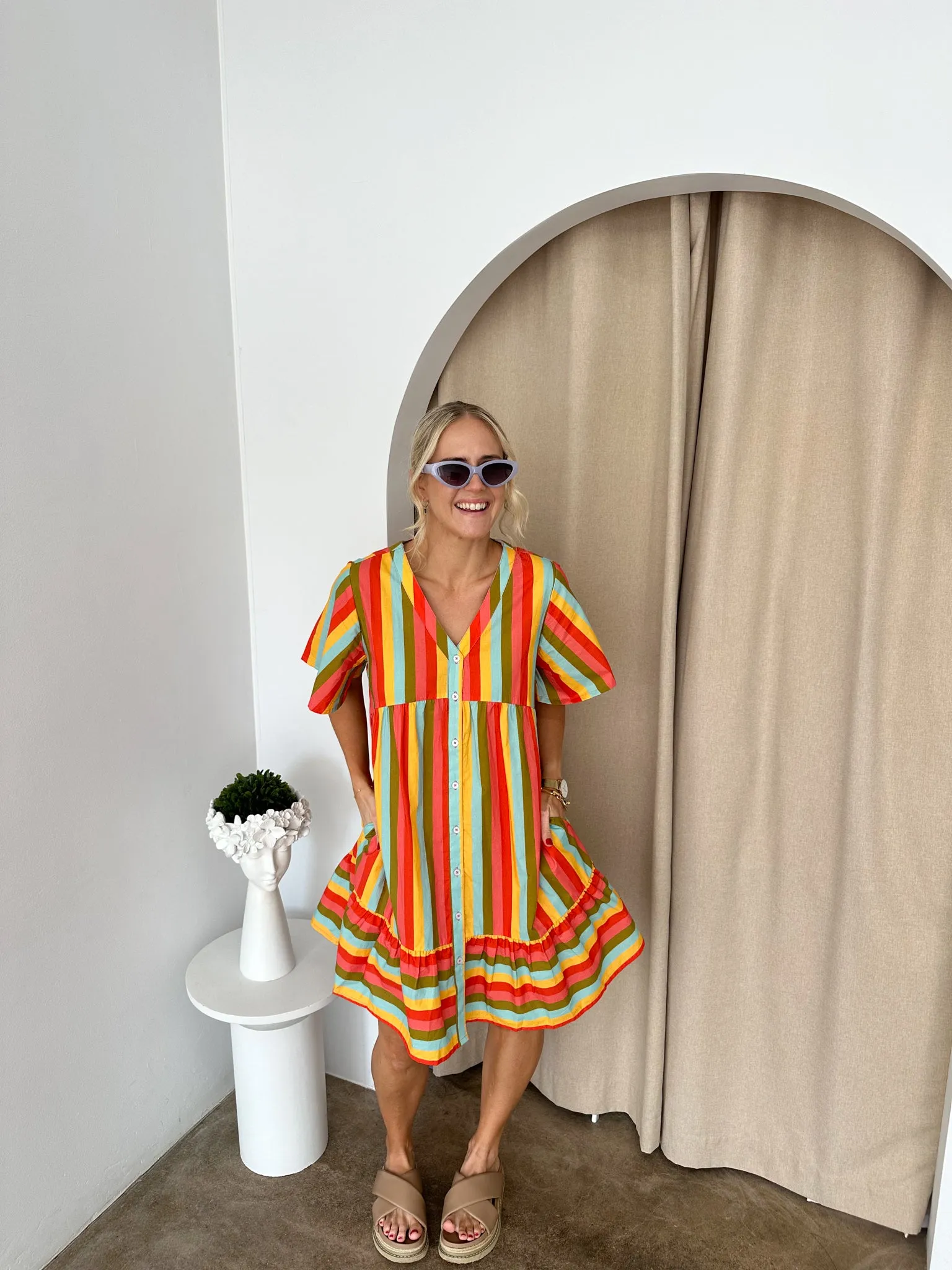Sunset Dress- Multi/stripe