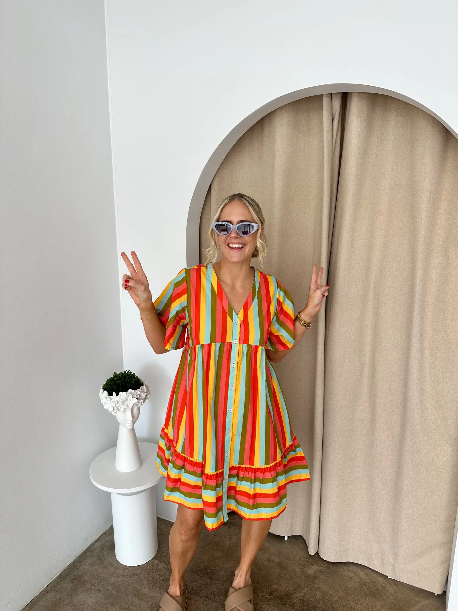 Sunset Dress- Multi/stripe