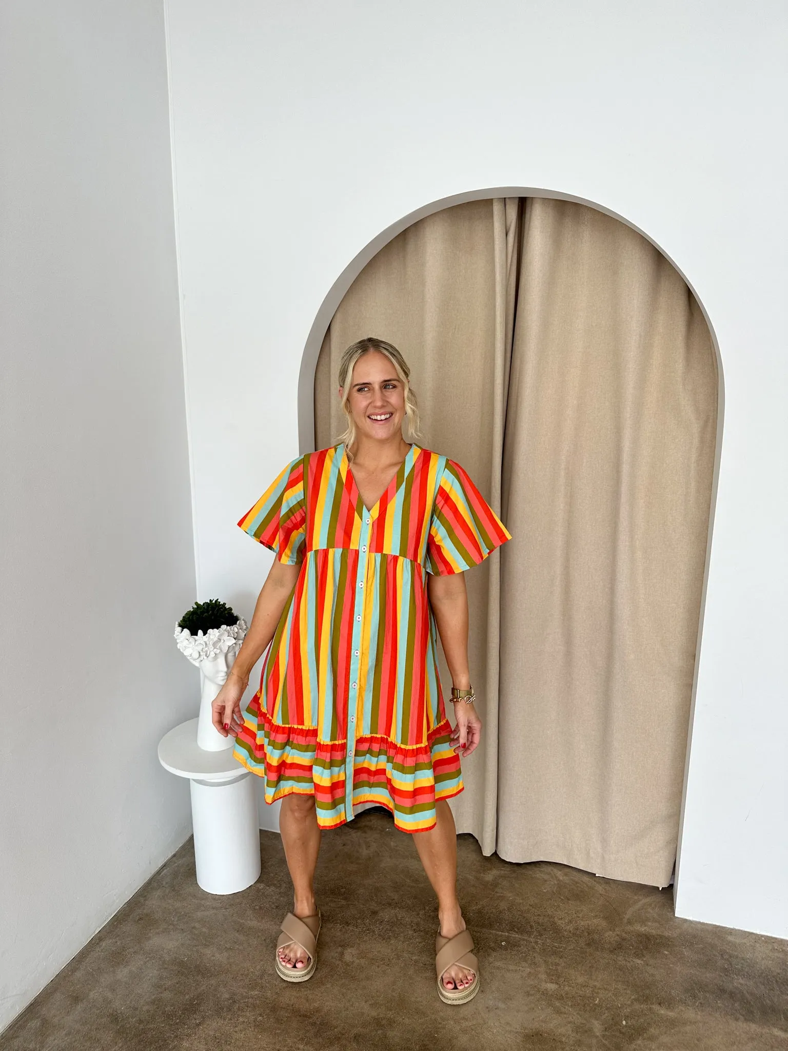 Sunset Dress- Multi/stripe