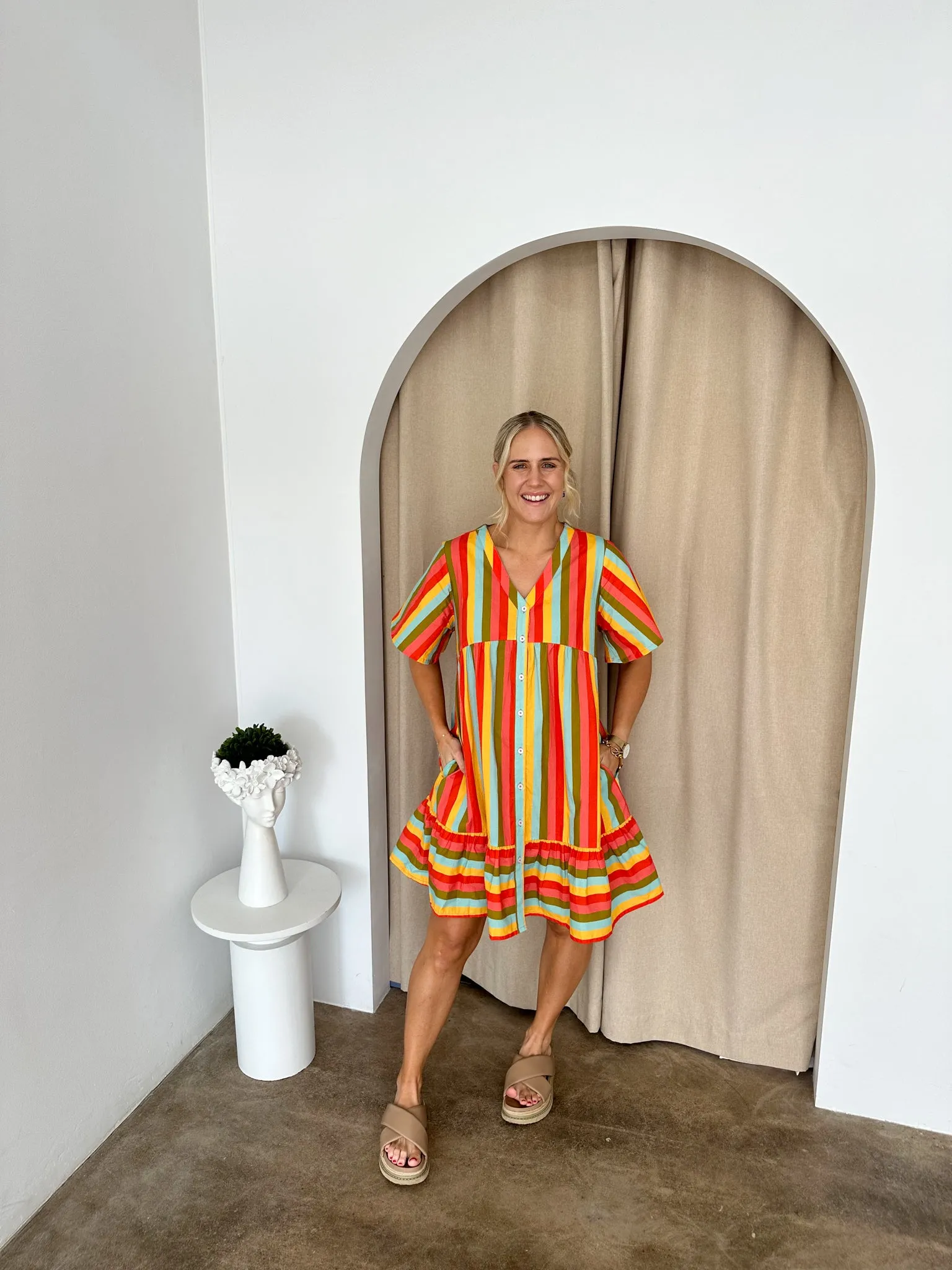 Sunset Dress- Multi/stripe