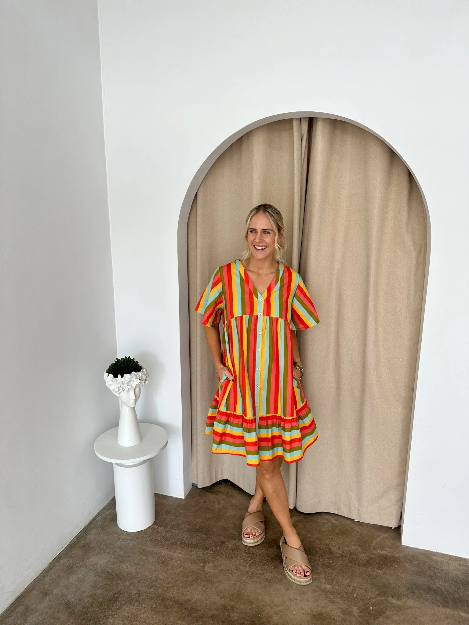 Sunset Dress- Multi/stripe