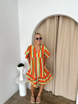 Sunset Dress- Multi/stripe