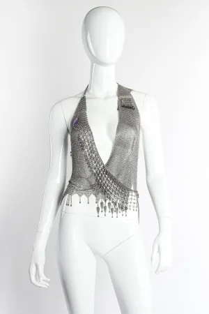 Swarovski Crystal & Pearl Draped Mesh Wrap Halter