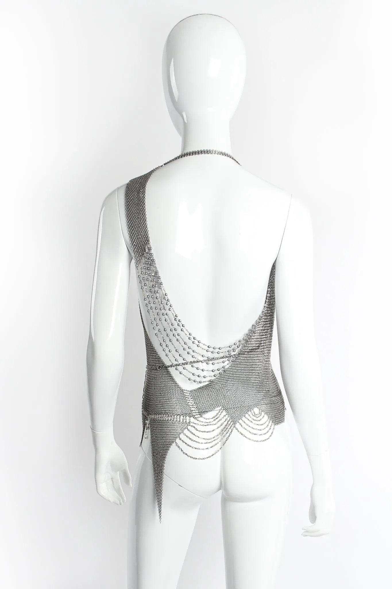 Swarovski Crystal & Pearl Draped Mesh Wrap Halter