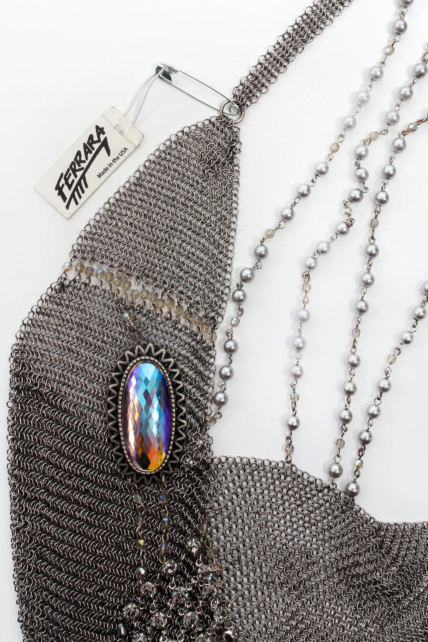 Swarovski Crystal & Pearl Draped Mesh Wrap Halter