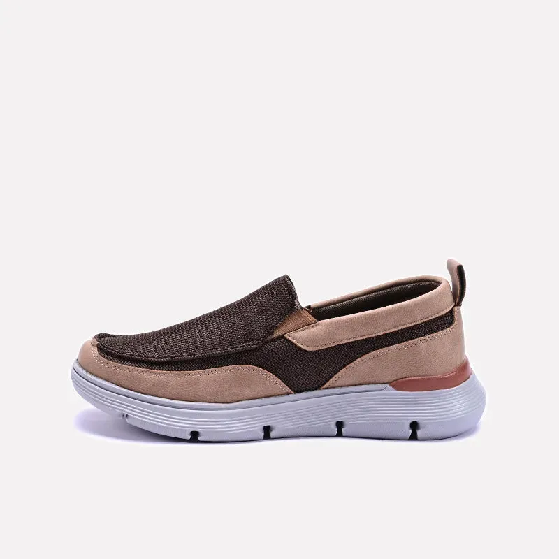Swerve Brown Slip On Sneakers 0120496