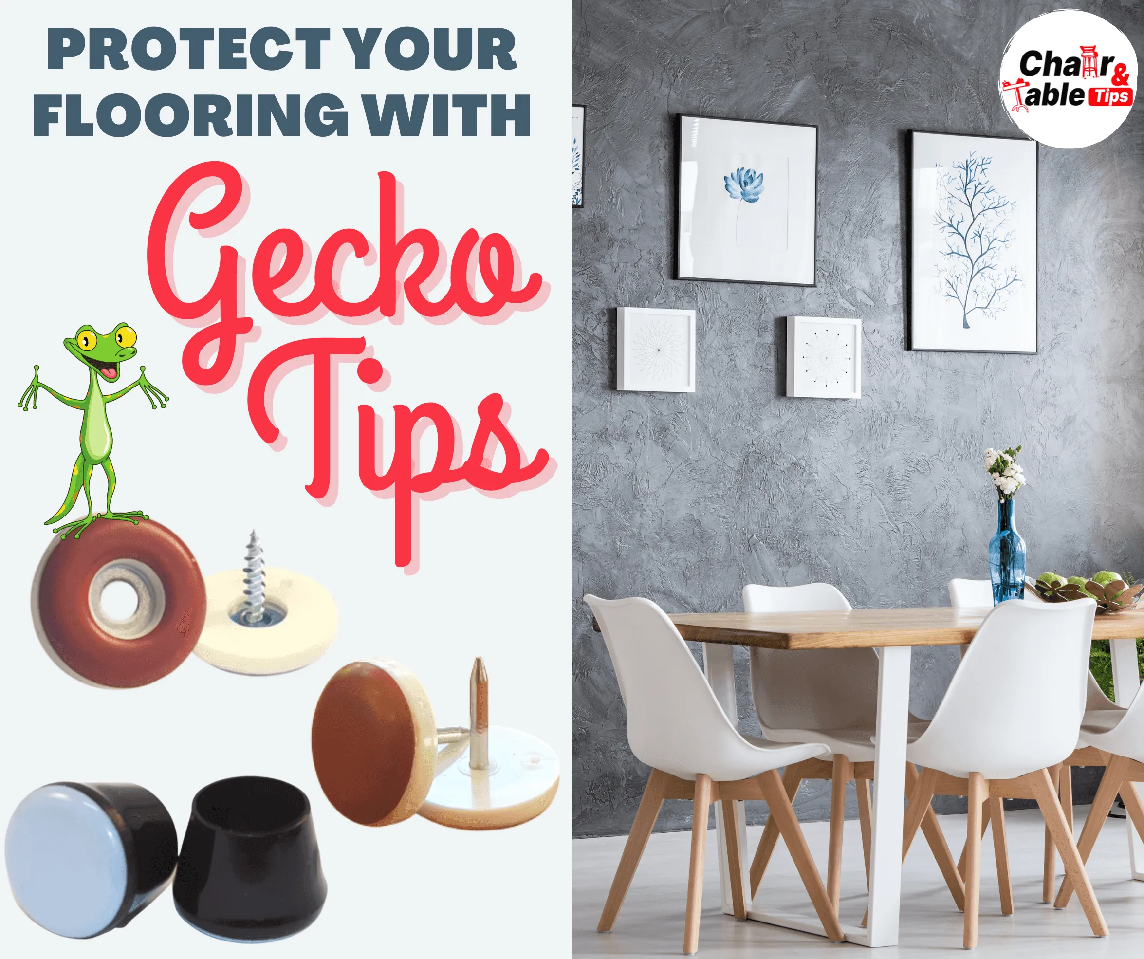 Tack In Gecko Floor Protection Chair Tips - TG02SRCT slides on carpet