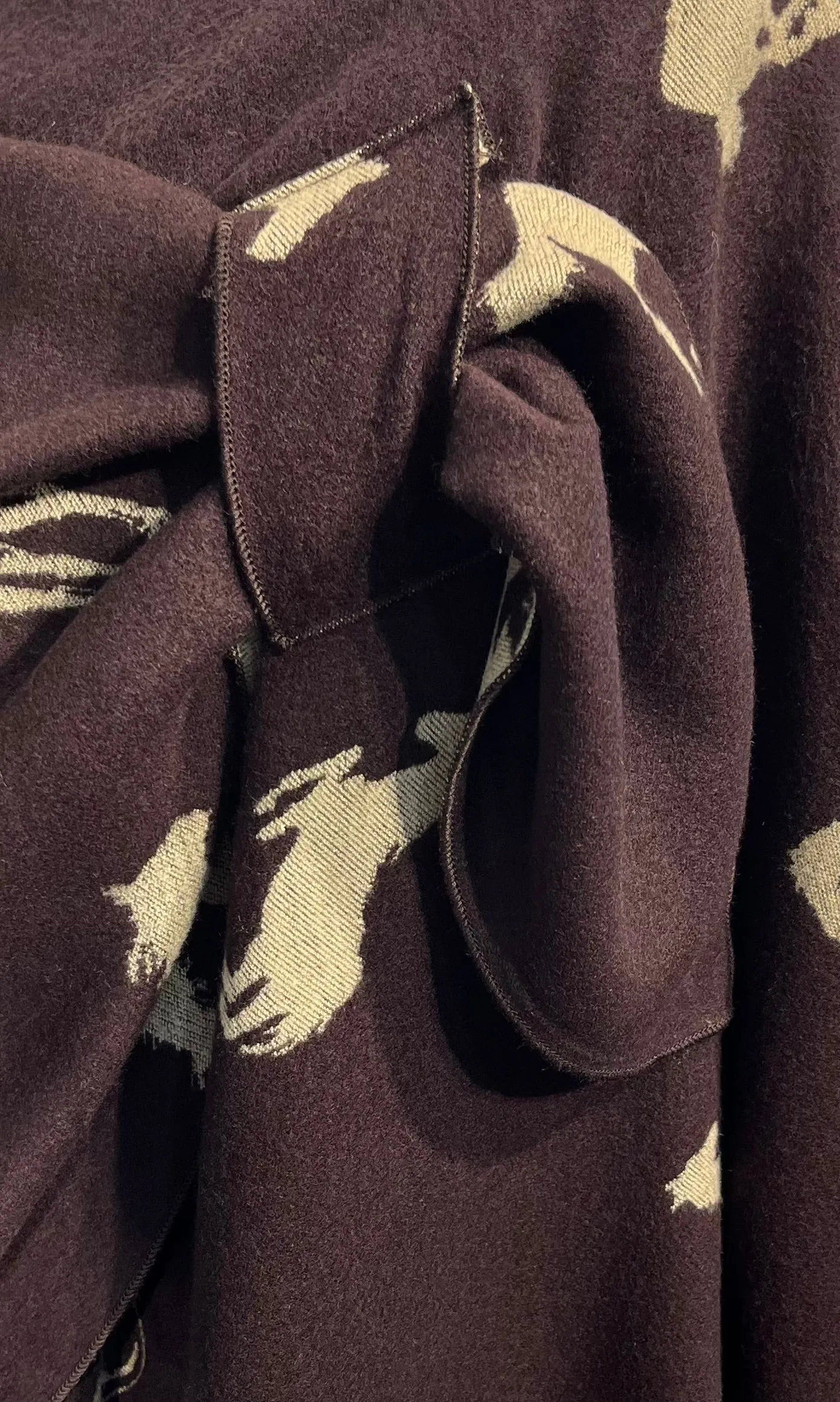 Tan Horses on Chocolate Reversible Cashmere Shawl