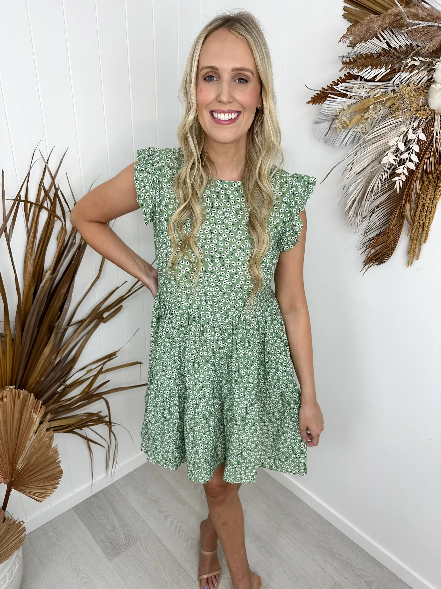 Taylor Dress -Green/floral