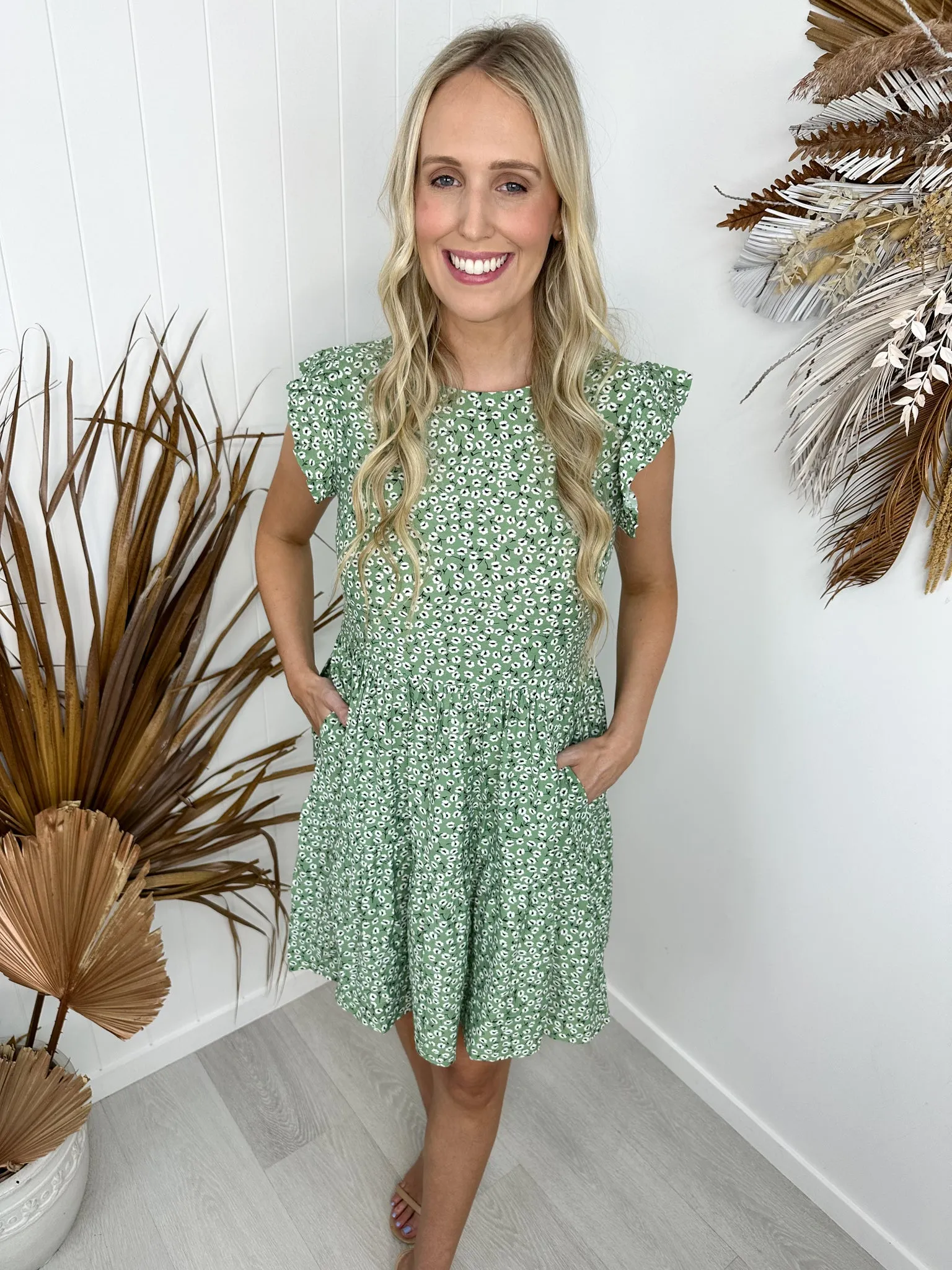 Taylor Dress -Green/floral