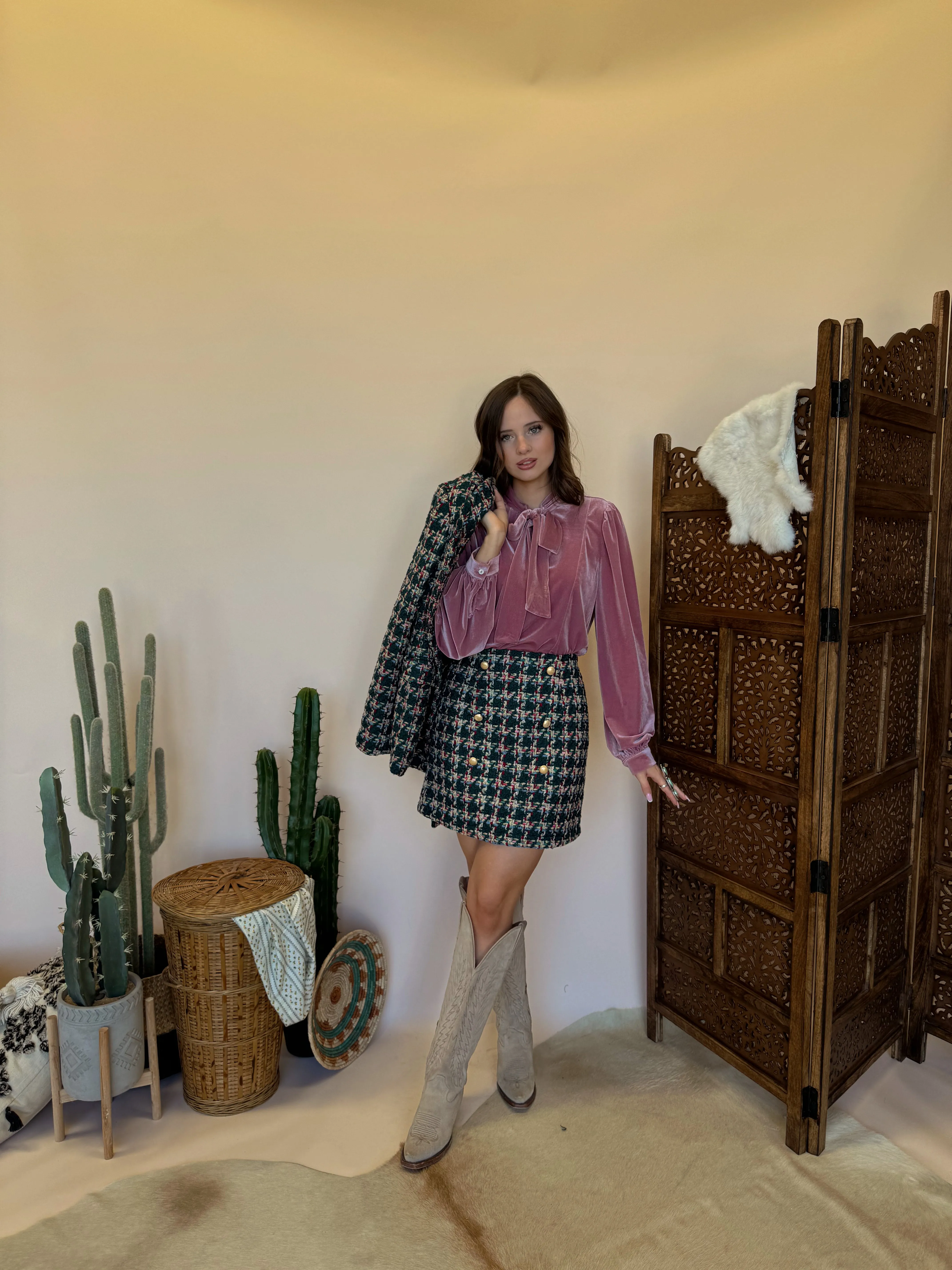 Teal Tweed Blazer Set