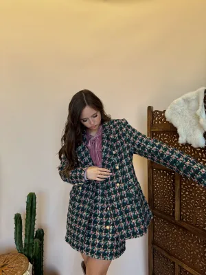 Teal Tweed Blazer Set