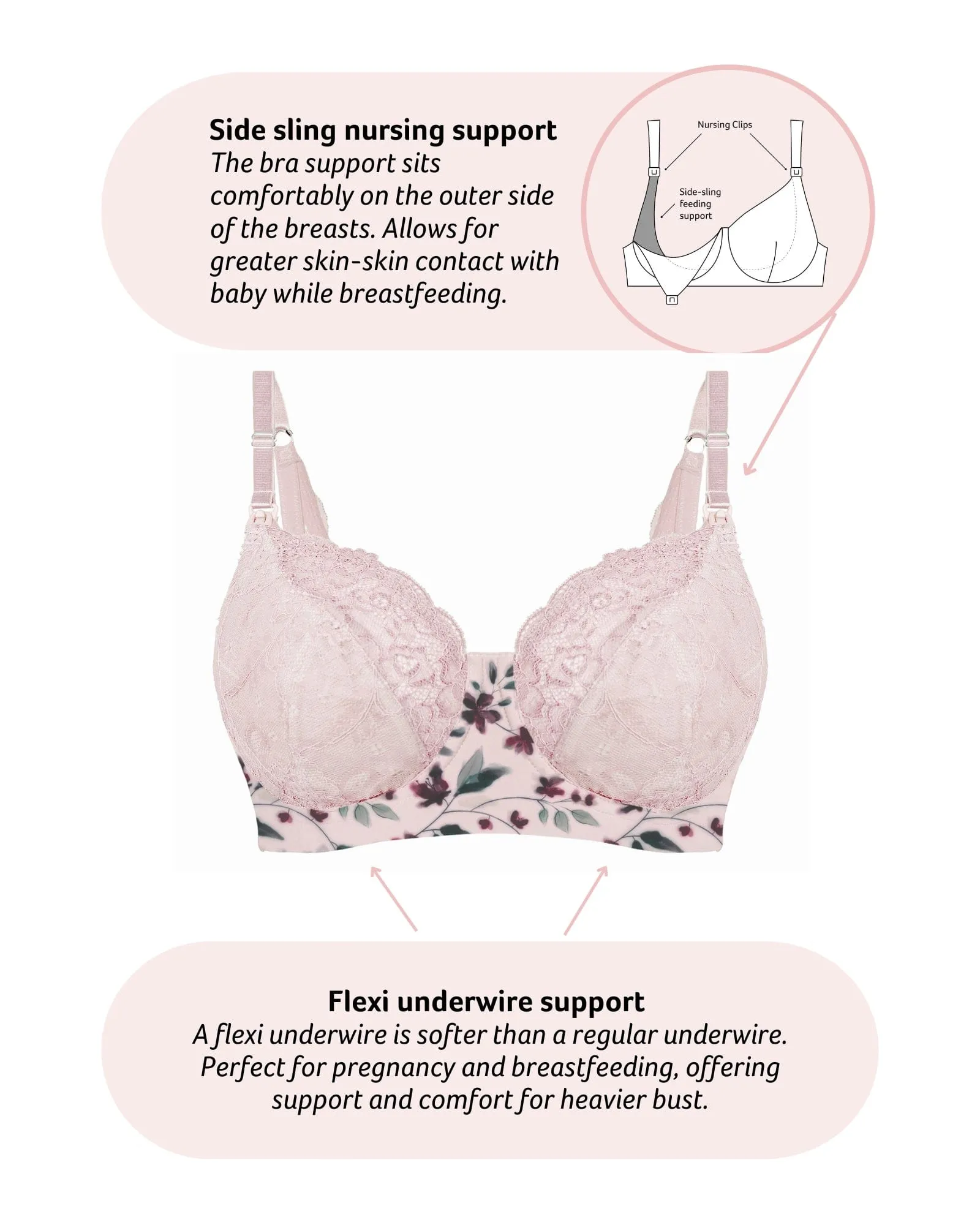 Temptation Lace Nursing Bra - Bloom