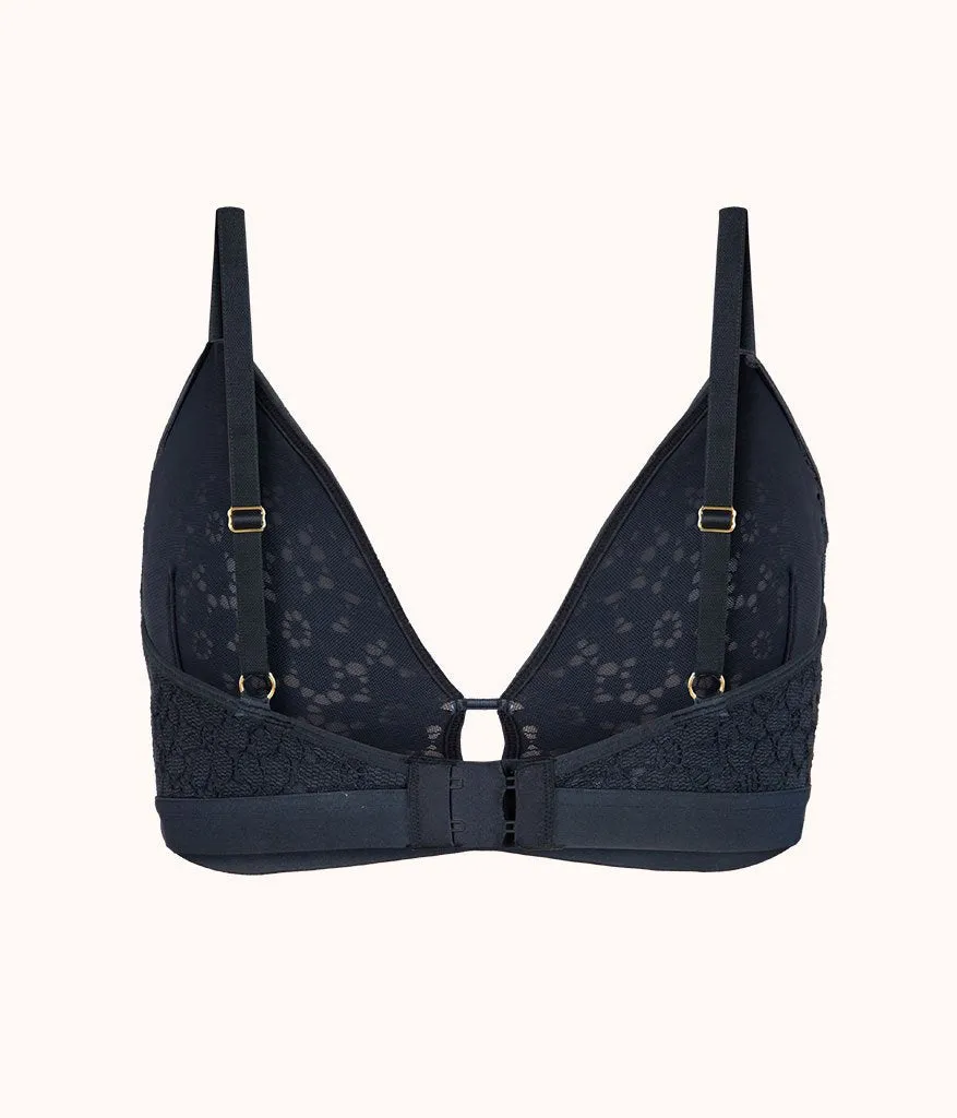 The Floral Lace Busty Bralette: Night Sky