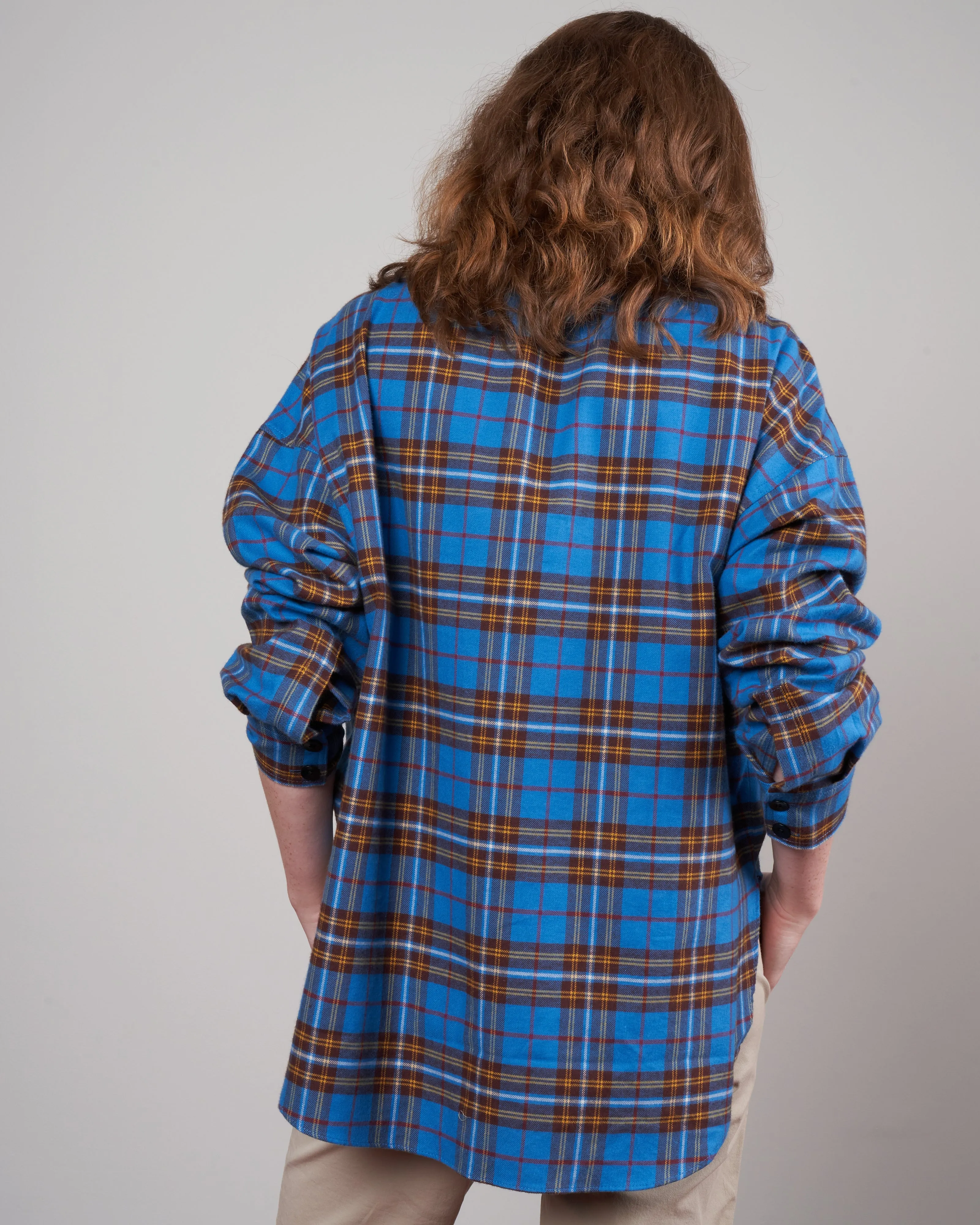 theodore ruffle shirt - blue multi