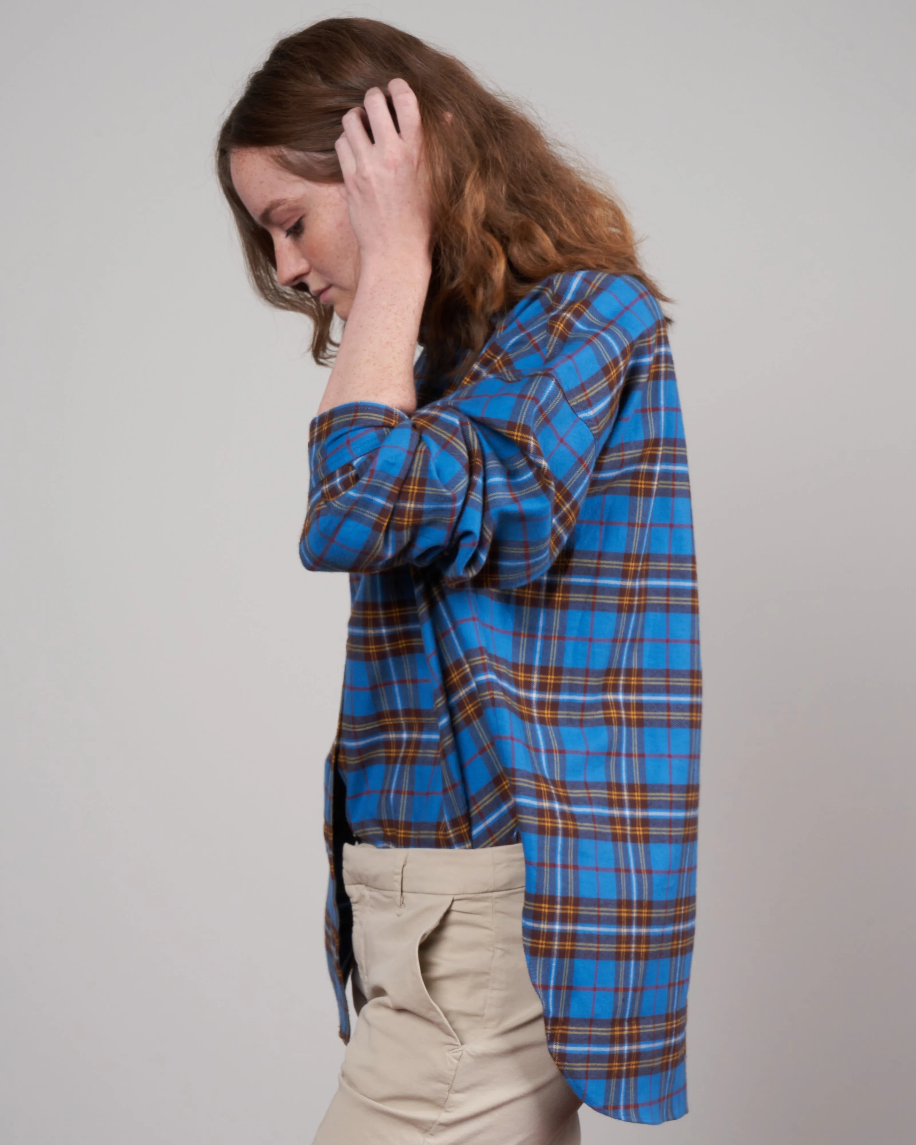 theodore ruffle shirt - blue multi