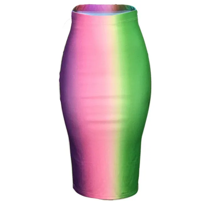 Tie Dye High Waist Pencil Skirt