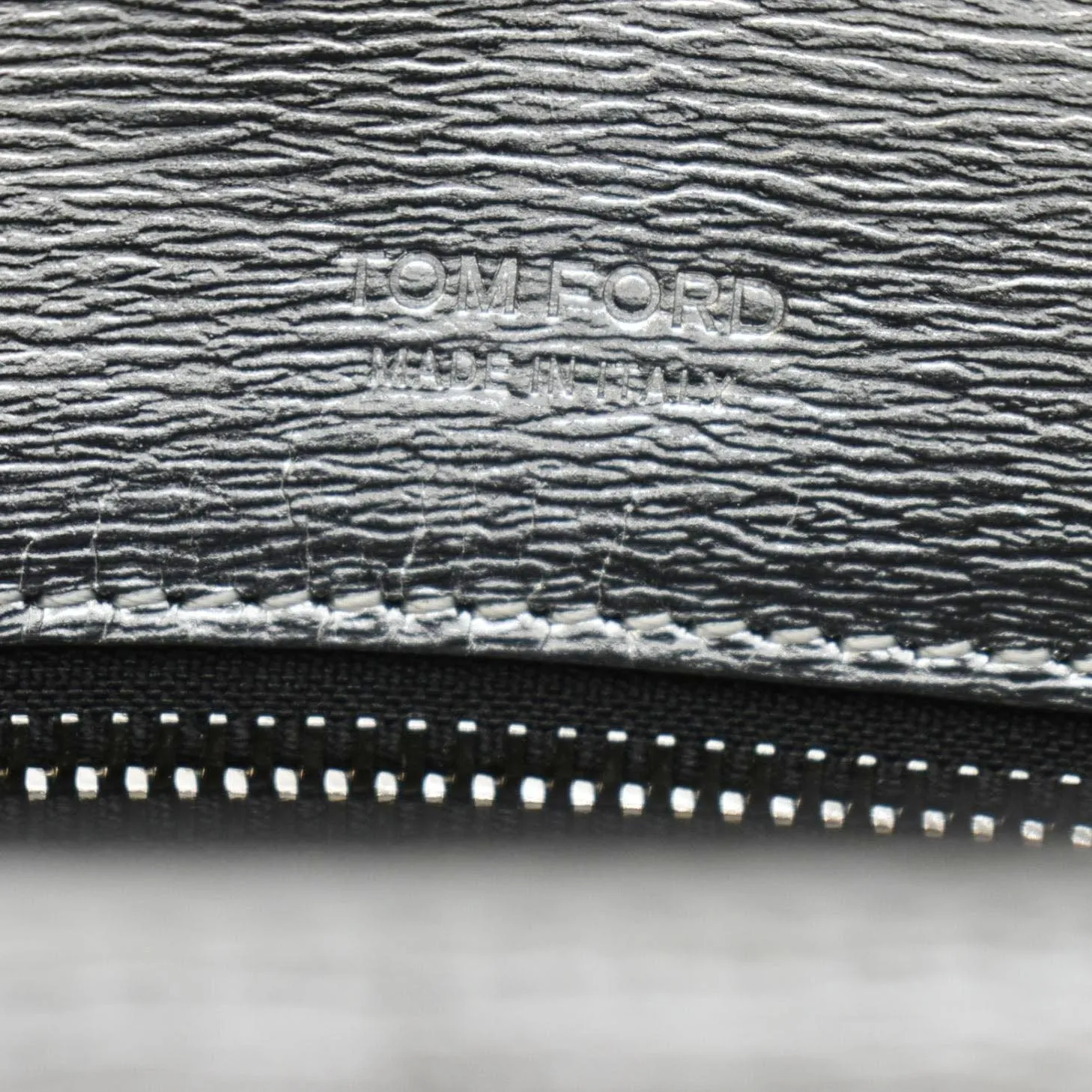 TOM FORD Metallic Palmellato Leather TF Chain Shoulder Bag Silver