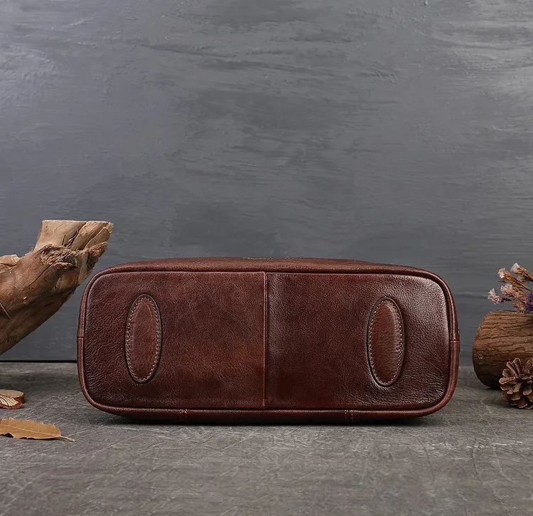 Top Layer Cowhide Genuine Leather Handbag with Crossbody Strap