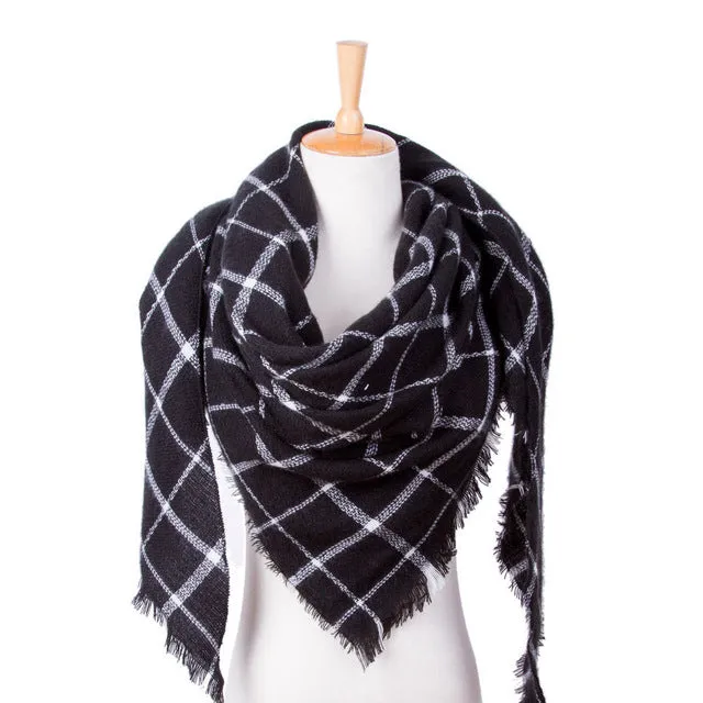 Top quality Winter Scarf Plaid Scarf Designer Unisex Acrylic Basic Shawls Women's Scarves hot sale VS051