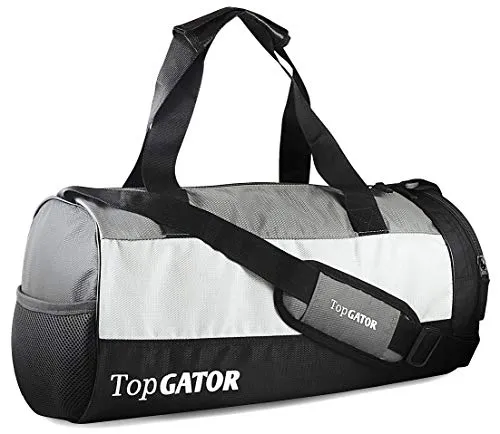 TopGator Gym Bag Sports Duffel with Shoe Compartment 34 L (Grey/Black)