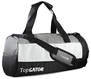 TopGator Gym Bag Sports Duffel with Shoe Compartment 34 L (Grey/Black)
