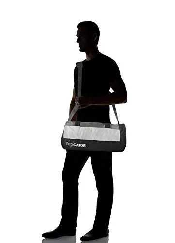 TopGator Gym Bag Sports Duffel with Shoe Compartment 34 L (Grey/Black)