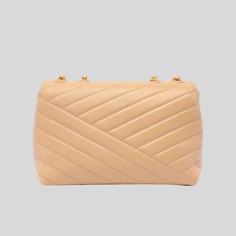 TORY BURCH Kira Small Chevron Convertible Shoulder Bag Desert Dune RS-90452