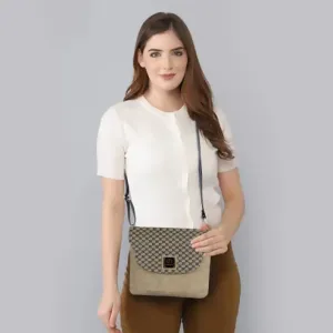 Trendy Grey Women's Sling Bag – Travel-Ready & Stylish (Beige)