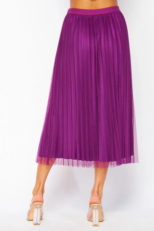 Tulle Double-layered Pleated Skirt