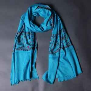 Turquoise Paldar Sozni Embroidered Stole